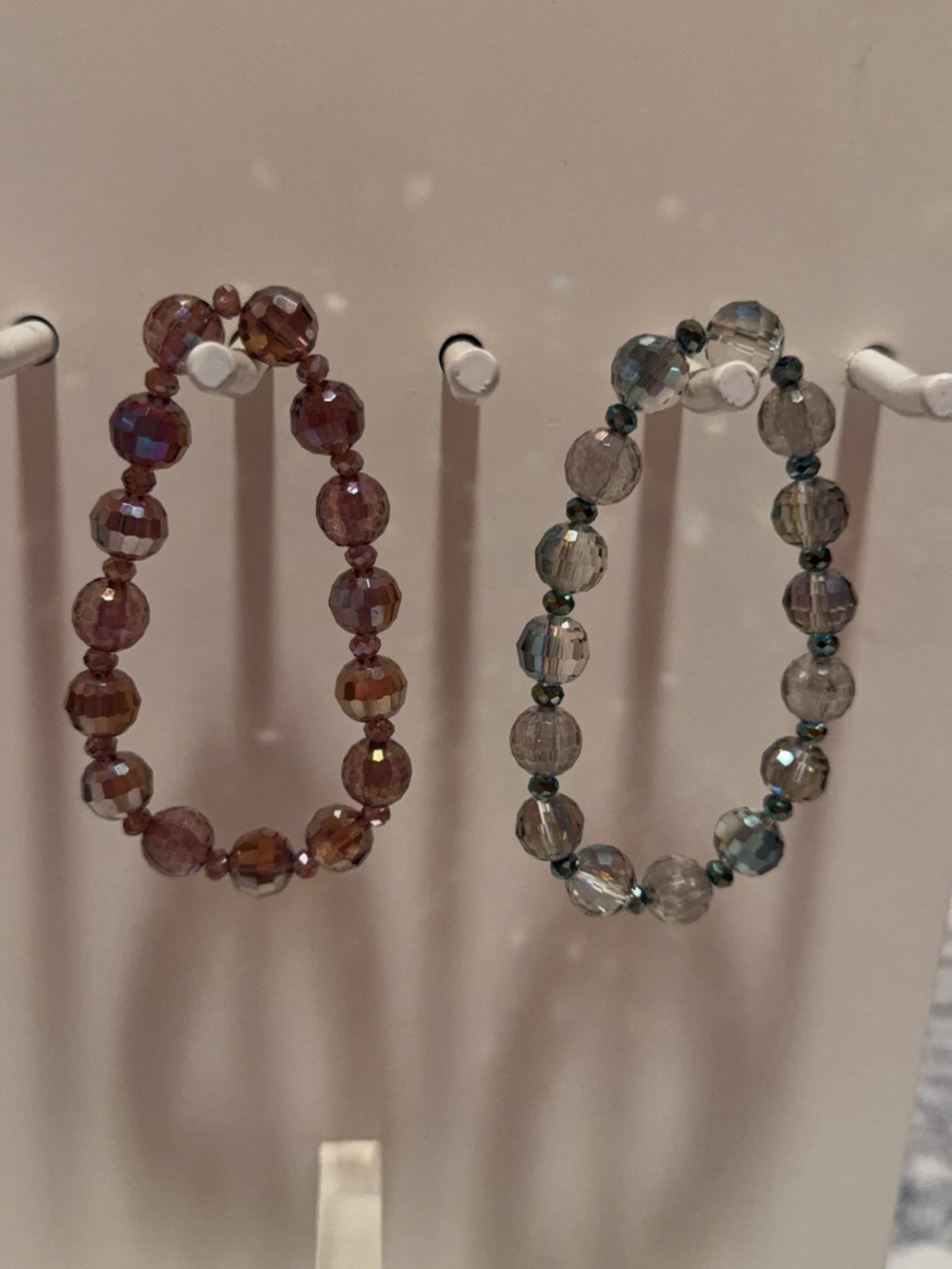 Crystal Bead Stretch Bracelets - Pink and Gray